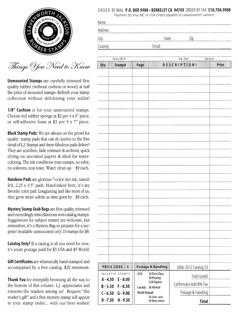 Leavenworth Jackson Catalog Order Form