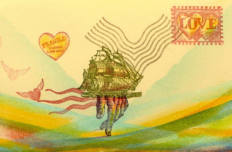 fragile ship stamp art